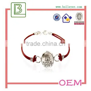 Silver Bangle With Leather Bangles Wholesale thumbnail-1