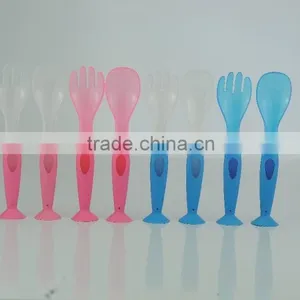 Baby Plastic/ TPE Encapsulated Spoon and Fork / Baby Cutlery thumbnail-1