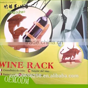 Small Kitchen Accessary Bamboo Wine Shelves for Single Wine Bottle thumbnail-6