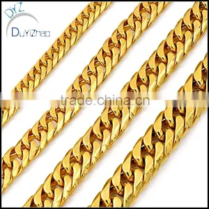 Cool Heavy Mens Stainless Steel Cuban Curb Link Gold Bracelet thumbnail-3