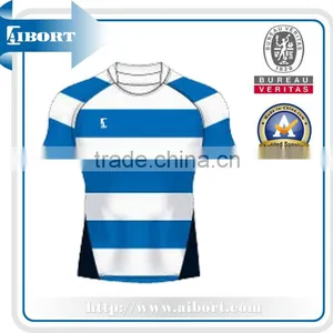 SUBRG-881 Sublimated White Blue Striped Rugby Jersey Quality Choice thumbnail-1