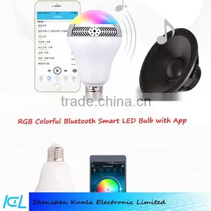 Smart RGB LED Bulb Color Changing Music Bluetooth Speaker With Remote Controled By App thumbnail-2