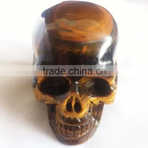 Natural Crystal Carving Yellow Tiger Eye Skull From China Supplier thumbnail-3