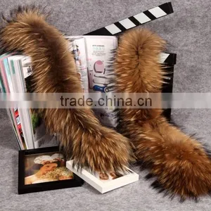 Wholesale Natural Raccoon Fur Hood Trim / Detachable Fur Collars / Fur Scarf thumbnail-3