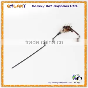 Fishing Rod Type Solid Color Feather Cat Teaser Stick Toy With Bell thumbnail-1