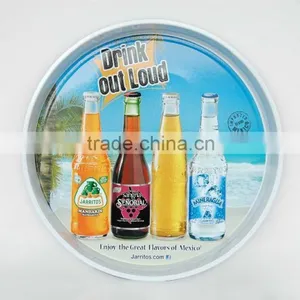 Customized Factory Price Round Bar Serving Tin Tray, Round Metal Tin Trays, thumbnail-1