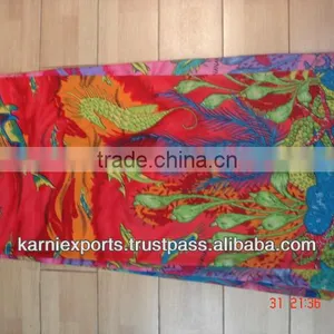 VISCOSE PAREO 110X180CMS. WITH FRINGAGE PRINTED BEACHWEAR PRINTS JODHPUR PAREOS JAIPUR PRINTS PAREOS BEACHPAREO Floral &seaprint thumbnail-1