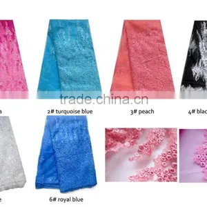 2015 Fushia French Lace With Sequins for Lady Cotton French Net Lace thumbnail-3