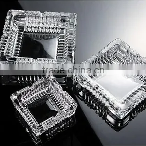 Round and Square Office Glassware Cigar Ashtray Glass Ashtray Heavy Leaves Engraved Colors thumbnail-1