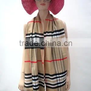 2014 Hotsale 100% Polyester Classical Checked Tassel Scarf thumbnail-1