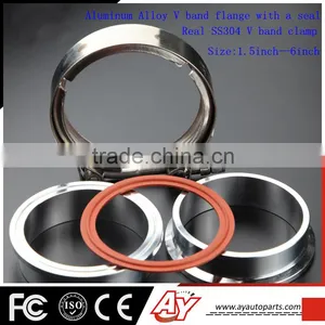 4inch High Quality Aluminum Exhaust DownPipe Male Female v Band Clamp Flange Kit thumbnail-1