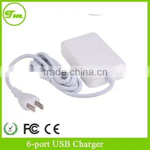 Portable 30W 6 Port USB HUB USB Desktop Charger AC Power Adapter Cord US Plug thumbnail-1