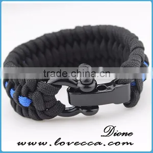 Black Ajustable Stainless Steel Shackles for Survival Paracord Bracelet With Logo thumbnail-1