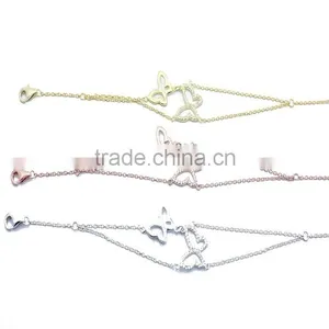 925 Silver 2014 Bracelet Butterfly Shape Charm Bracelet Rhodium Plated for Girls thumbnail-2