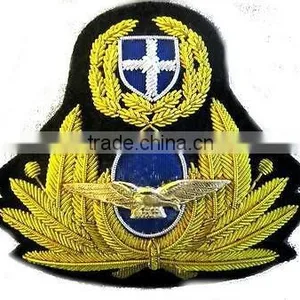 Greek Air Force, Pilot Hat / Cap Bullion Wire Blazer Badges thumbnail-1