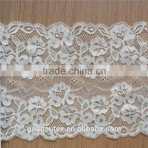 Hot Sale Jacquard White Cotton/Nylon Stretch Elastic Lace Trim, Lace Trimming For Underwear/Lingeria thumbnail-1