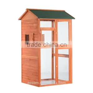 Pawhut 71" Large Vertical Outdoor Aviary Bird Cage - Golden Red thumbnail-3