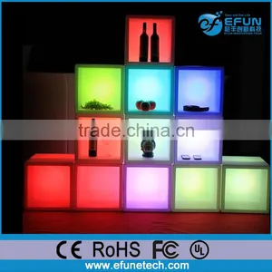 Battery Operated Wireless Control Waterproof Rgb Color Commercial Led Light up Wine Display Cube Shelf thumbnail-1
