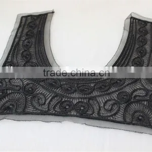 Good Quality Black 100% Polyester Lace Collar Embroidery Lace Applique thumbnail-3