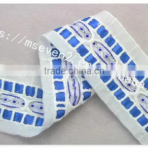 Fashion Design 5cm Width Embroidery Satin Ribbon With Cotton Triming thumbnail-3