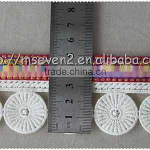 Hot Selling Fringed Polyester Jacquard Tape, Jacquard Tape Trim With Round Tassel for Garment thumbnail-2
