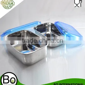 Stainless Steel Tiffin Box With Plastic Lid Blue Cap thumbnail-3