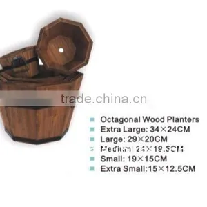 Set of 5 Octagonal Wooden Planter thumbnail-1