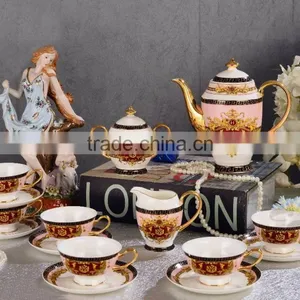 Neo Design Graceful Pink Color Floral Painting Bone China 15pcs Tea Set thumbnail-1