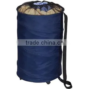 Vivinature Collapsible Hamper, White With Blue Trim thumbnail-3