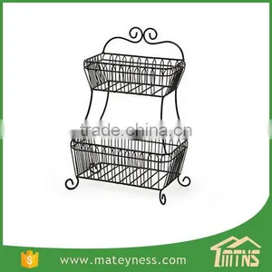 2 Tier Flat-Back Bread Display Rack Metal Bread Basket thumbnail-2