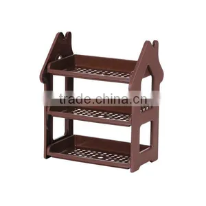 3-Shelf Multifunction Shelving Unit Plastic Storage Rack With Home Shape Wine Organizer thumbnail-6