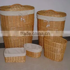 Linyi New Durable Handicraft Wicker Trash Can Hamper With Fabric thumbnail-1