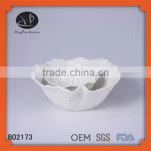 Ceramic Embossed Bowl,salad Bowl Ceramic,white Salad Bowl,ceramic or Procelain Noodle Soup Bowl thumbnail-1