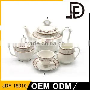 Drinkware Porcelain Gold Plated Coffee Set Tea Set, Tea and Coffee Sets, Arabic Tea Set thumbnail-1