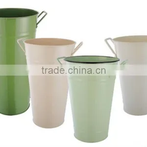 FB0001 Flower Galvanized Metal Bucket With Handle Pot Planter thumbnail-1