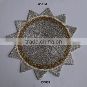 Glass Bead Place Mats in Sun Shape and Silver Gold Colours Available in More Colours and Patterns thumbnail-1