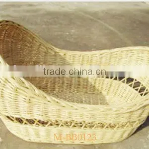 Hand Made White Baby Wicker Basket thumbnail-3