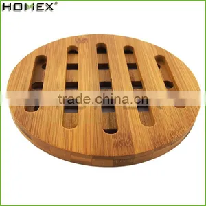 High Quality Hot Pot Holder Pads Round Bamboo Trivet/Homex_Factory thumbnail-1