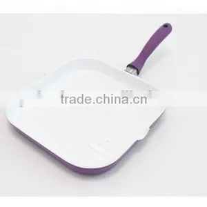 Aluminium Pressed Ceramic Coated Nonstick Frying Pan Fry Pizza Pan With Long Handle thumbnail-1