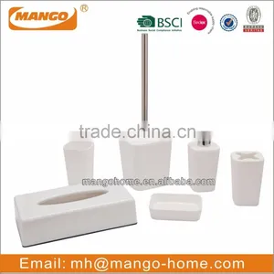 6pcs Modern White Plastic Bathroom Set thumbnail-1