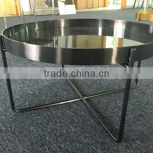 Round Shape Metal Iron Gold Color Folding End Side Table thumbnail-6