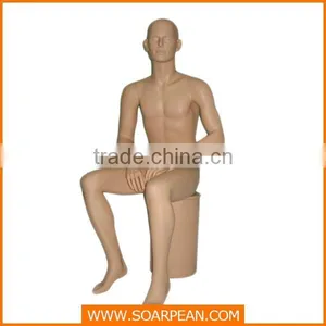 Fashion Fiberglass Sitting Realistic Male Mannequin thumbnail-1