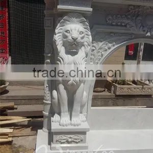 Home Decoration Italian Style White Marble Fireplace With Lion Head thumbnail-3