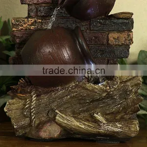 Rustic Brick Wall and Jugs Tabletop Fountain With LED Light thumbnail-3
