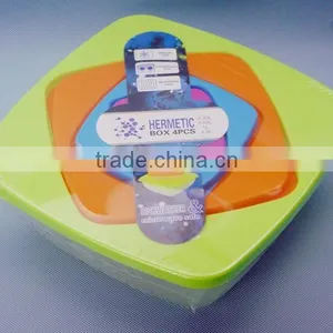 4PC Plastic Color Square Fresh Bowl/food Container thumbnail-1