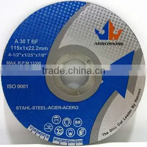 4-1/2" 115x1x22.2mm Flat Resin Bonded Reinforced Metal Cutting Disc thumbnail-1