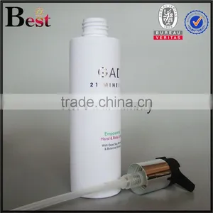 Cosmetic Screen Printing Flat Shoulder Beard Oil Pomade Shampoo Detergent Lotion White Aluminum Pump 200ml Plastic Bottle thumbnail-5