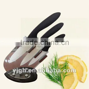 3 Pieces Ceramic Kitchen Knife Set With Arylic Block thumbnail-1