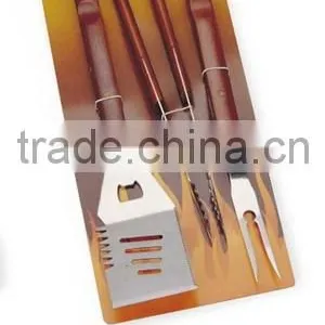 Wooden Handle With 2 Copper Rivets Barbecue Tools Set thumbnail-1