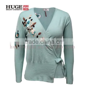 2017 OEM Green Ladies Knitted Cardigan Sweater thumbnail-1